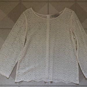 Off white/Cream colored lace top, size medium